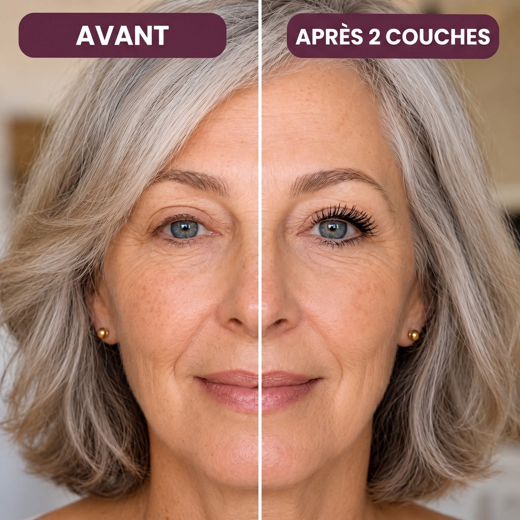 Avant / après 2 couches sur cils matures