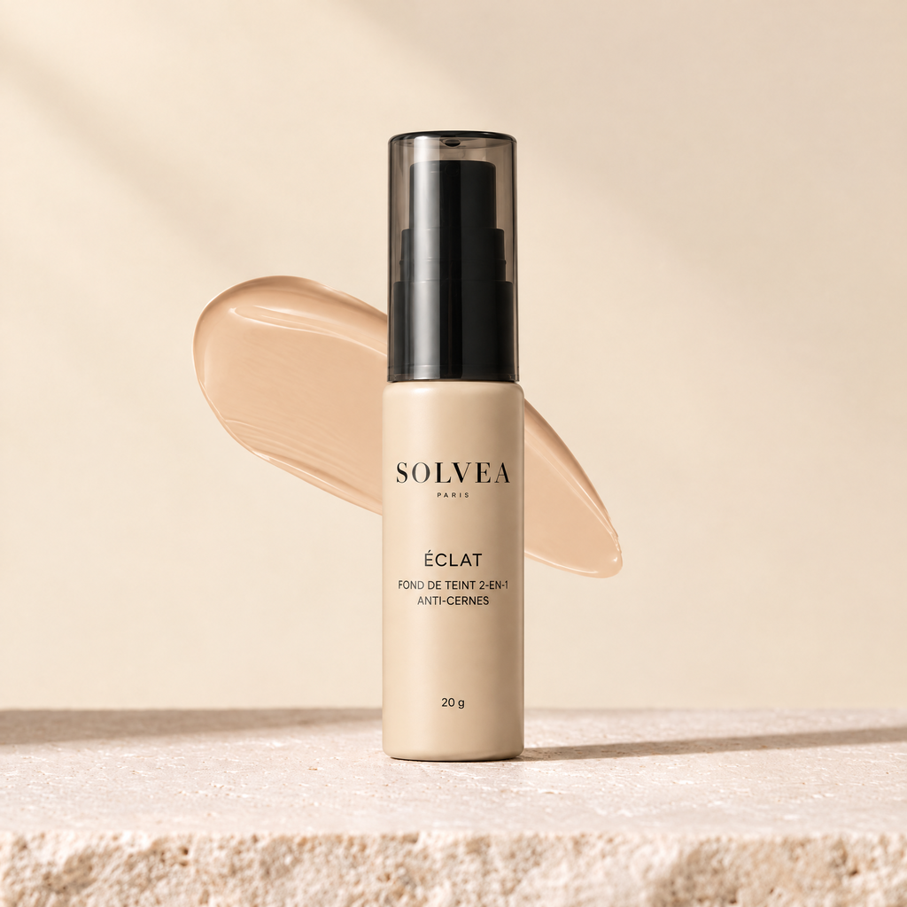 Solvea Éclat — fond de teint perfecteur 2-en-1, flacon pompe 20 g
