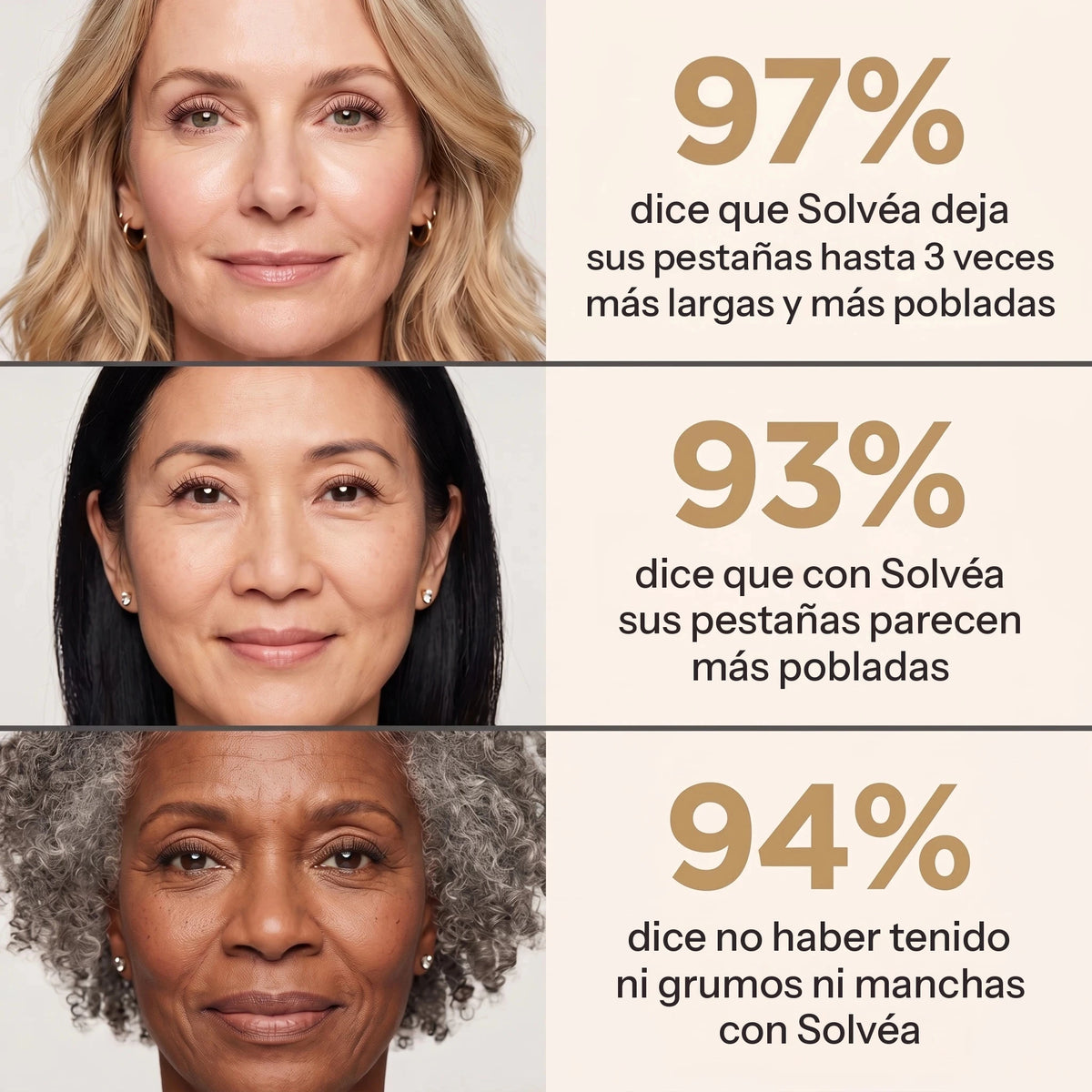 97 % disent que Solvea rend leurs cils plus longs et plus fournis