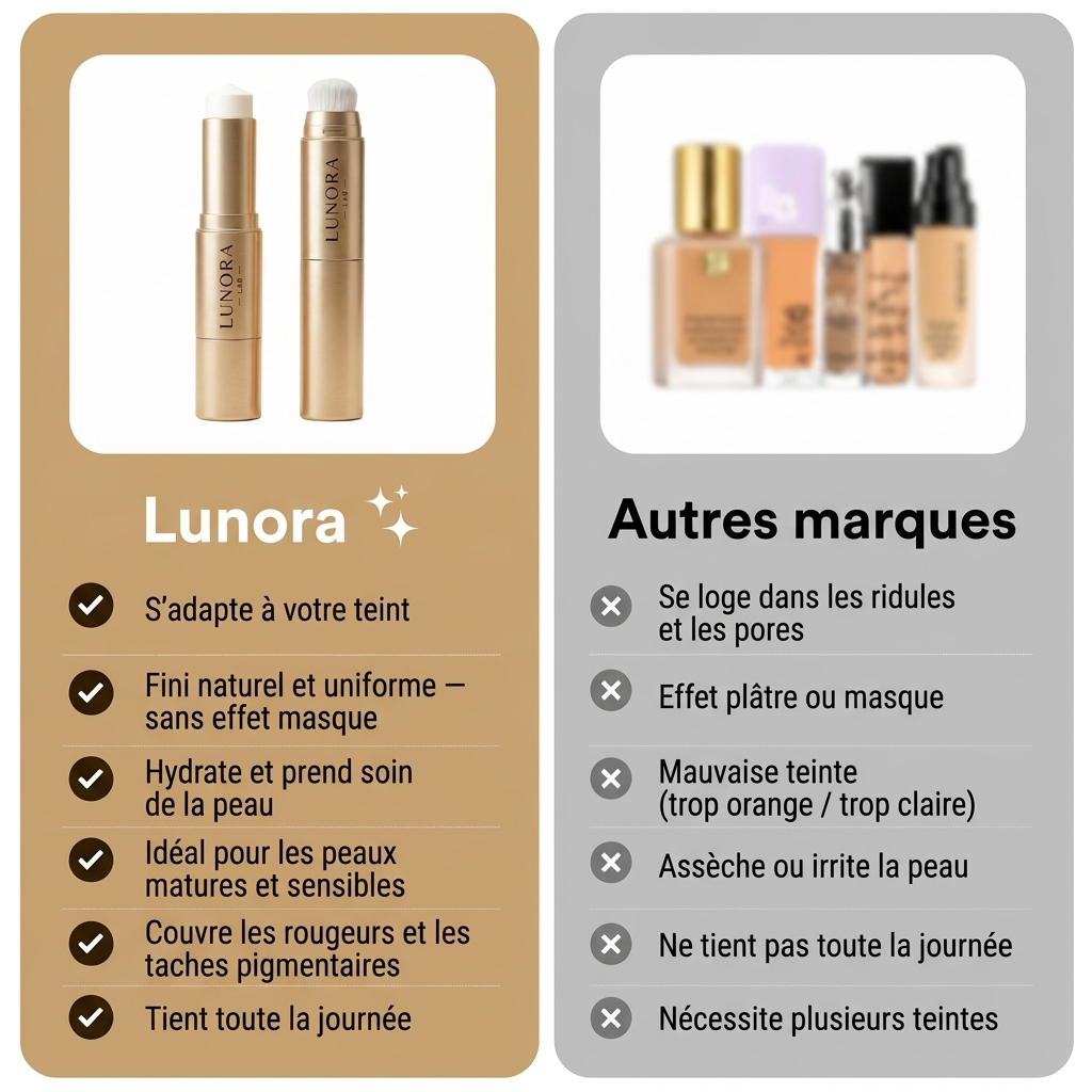 Comparatif Lunora vs autres marques de fond de teint