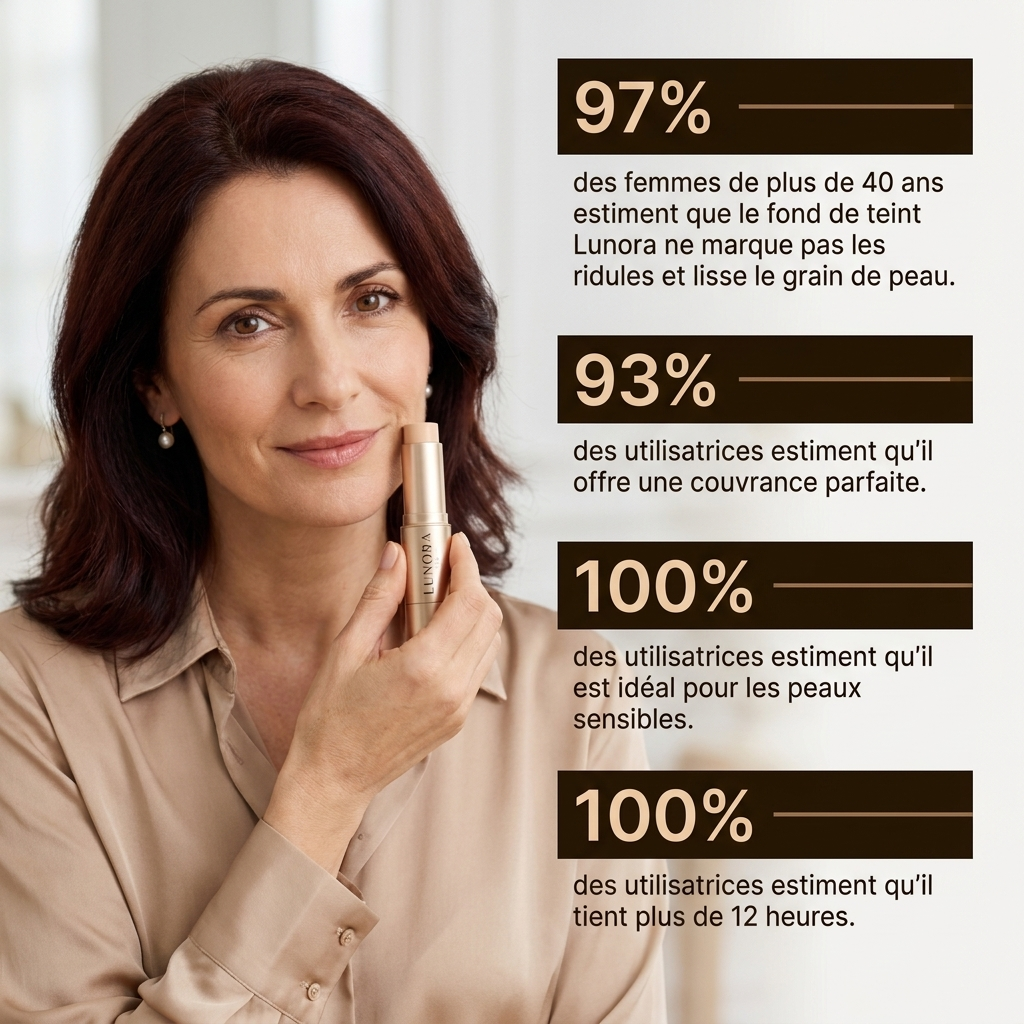 97% des femmes de plus de 40 ans satisfaites du fond de teint Lunora