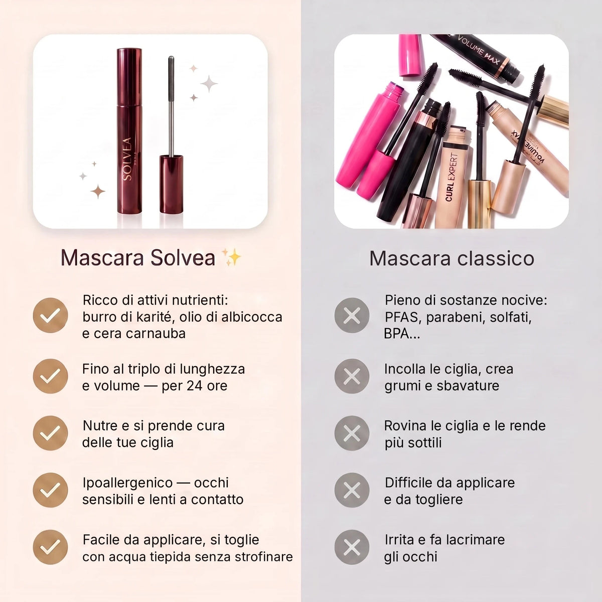 Mascara Solvea — comparatif brosse et résultat