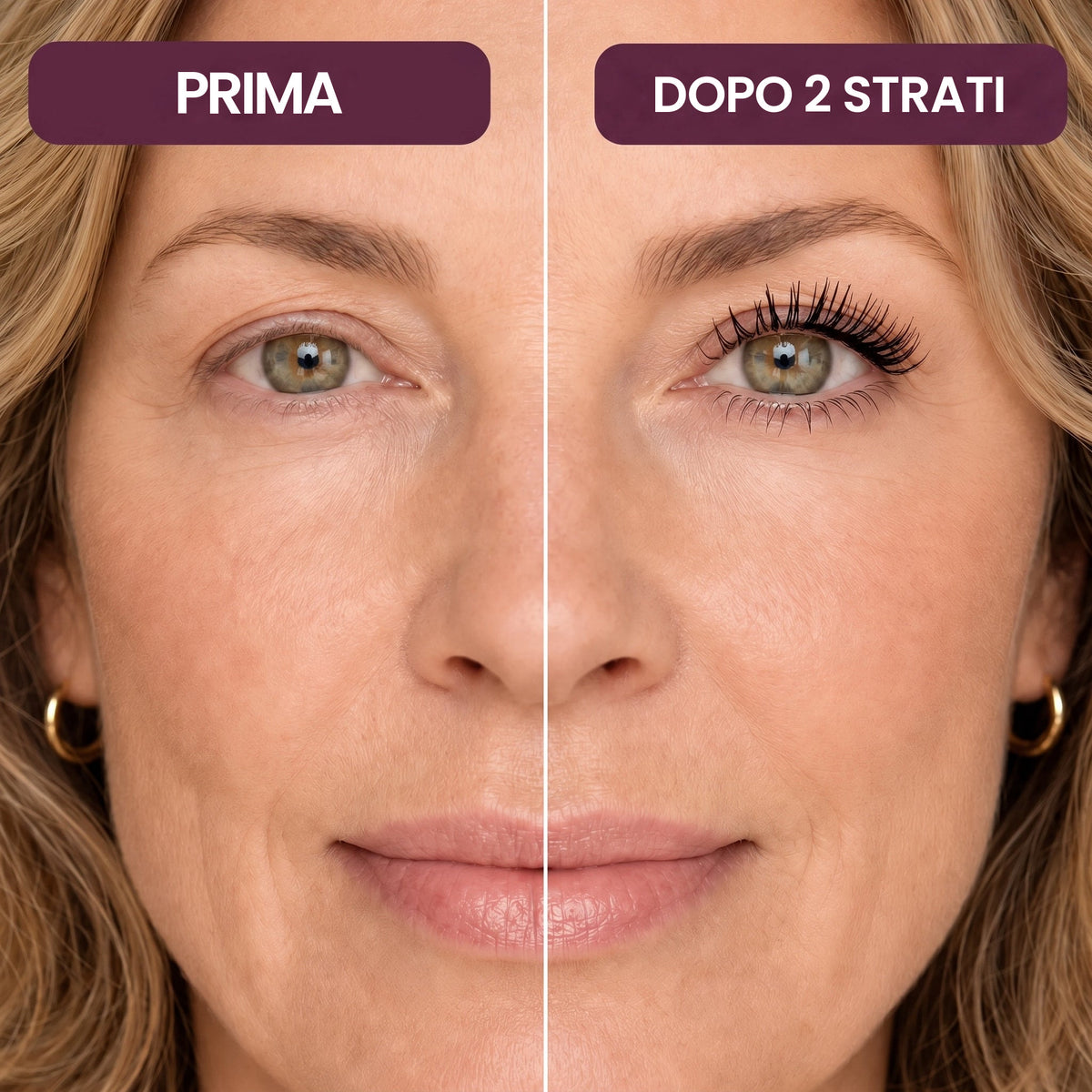 Prima e dopo 2 strati di Mascara Tubing Solvéa