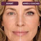 Avant / après 2 couches de Mascara Tubing Solvea