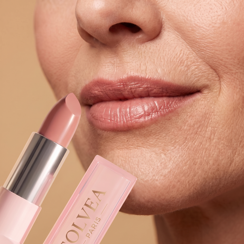 Solvea Velours Nude Rosé porté sur les lèvres