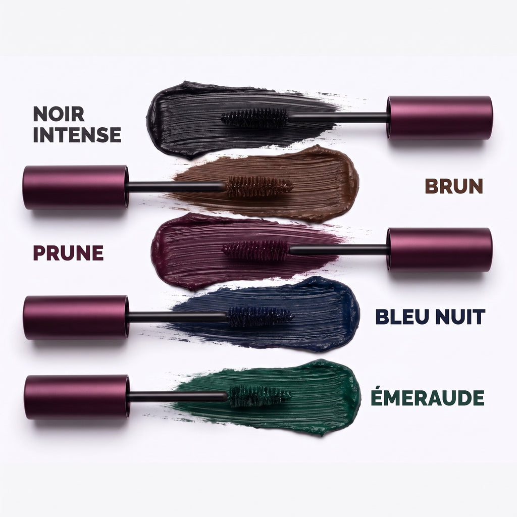 Nuancier des 5 teintes du Mascara Tubing Solvea